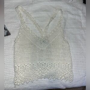 Cream/White Crochet Top